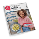 Titelbild der Zeitschrift „Diabetes Anker“ Ausgabe 5/2025 mit dem Slogan „Für alle Höhen und Tiefen“, oben links ein weiß-rotes Anker-Logo; im Zentrum eine lächelnde weibliche Person mit lockigem braunen Haar, Brille, rosa Strickpullover und Jeans im Außenbereich; hervorgehobene Themen: „Insulin beim Sport“, „CGM, AID und smarte Pens“, „Zahnpflege“, ein Gericht mit Gemüse unter der Überschrift „Energie-Trio“, und ein Zitat von Cornelia Doll zum Leben mit Diabetes.
