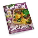 Titelbild der Zeitschrift „Zaubertopf – Lieblingsrezepte für Thermomix“, Ausgabe Februar/März 2025; zentral ein rechteckiger Auflauf mit Frikadellen, Blumenkohl und Brokkoli in heller Sauce, daneben runder grüner Hinweis mit Text „Gewusst wie! Trends im Thermomix“; oben links eine blonde Frau mit gestreiftem Shirt hält einen Korb Kartoffeln, daneben Text „Perfekte Kartoffeln – Unfassbare 3,3 Kilo!“ und weitere Schlagzeilen zu Carbonara, High Protein und schnellen Rezepten.
