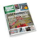 Titelbild der Zeitschrift „AngelWoche“, Ausgabe 6/2024 vom 28. Februar 2024, mit einem lächelnden Mann in roter Jacke, der eine Forelle mit rot-schwarzen Punkten in beiden Händen hält. Zentrale Schlagzeile: „Jetzt Forellen: Volle Punktzahl!“. Weitere Texte: „rote Punkte“, „schwarze Punkte“, „Mit ANGELSEE aktuell“, „Klein + fein = Winterbarsch!“, „Angler oder Austernfischer?“. Oben Abbildungen eines Fahrzeugtests, eines Fischmessers und eines Fisches.