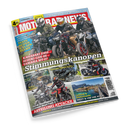 Titelbild der Motorradzeitschrift „MOTORRAD NEWS“, Ausgabe Juli 2025. Im oberen Bereich drei motorradfahrende Personen mit Helmen auf schwarzen Naked Bikes nebeneinander, darunter Schlagzeilen wie „Kawasaki Z650 – Suzuki GSX-8S – Yamaha MT-07“, „Stimmungskanonen“ und „Abteilung Attacke“. Weitere kleine Bilder zeigen verschiedene Motorräder, Landschaftsaufnahmen und Modellbezeichnungen in farbigen Textfeldern.
