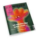 Titelbild der Zeitschrift „ZEIT WISSEN“, Ausgabe Januar/Februar 2025, mit zentraler Illustration eines abstrahierten Gesichts in warmen Farbverläufen von Orange, Violett und Pink auf dunkelgrünem Hintergrund; Aufschrift: „Ich möchte das lieber nicht ... Wie man seine Grenzen erkennt und beschützt. Von Elke Heidenreich“, linker Rand mit pinkem Kasten und Text: „Hoffnung – ihre Bedeutung in schwierigen Zeiten“.