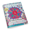 Titelbild der Zeitschrift „happinez – Das Mindstyle Magazin“, mit bunter Blumenillustration in der Mitte und zentralem Text „Du bist“ sowie weiteren Begriffen wie „einzigartig“, „geliebt“, „wichtig“, „besonders“ und „toll“ in Blütenblättern; umgeben von farbigen Konfettimustern. Haupttitel: „Selbstachtung – Wie wichtig ist es, wirklich authentisch zu sein?“ Weitere Themen: Frühling, Herz, Ego, Freundschaft und Holland. Links oben: Hinweis auf ein „Kraftbild zum Aufhängen“.