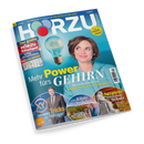 Titelblatt der Zeitschrift „HÖRZU“ mit einer lächelnden weiblichen Person vor blauem Hintergrund, über deren Kopf eine glühende Glühbirne mit Gehirnsymbol schwebt. Hauptüberschrift: „Mehr Power fürs GEHIRN – So verbessern Sie Gedächtnis & Lernfähigkeit“. Weitere Themen: „Die neuen Tricks der Betrüger“, „Eine Küste zum Verlieben“ und „Ägyptens wertvollster Schatz“. Oben Angaben zum TV-Programm vom 24. bis 30. Mai 2025.