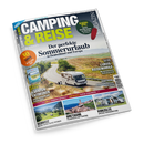 Titelbild des Magazins „Camping & Reise“, Ausgabe Sommer 04-26. Zentral abgebildet ist ein weißes Reisemobil auf einer kurvigen Landstraße in einer hügeligen Landschaft. Überschrift: „Der perfekte Sommerurlaub in Deutschland und Europa“. Weitere sichtbare Texte: „Kärnten entdecken“, „Luxus-Reisemobile“, „Portugal“, „Bretagne“, „Schweiz“, „Vorzelt Kaufberatung“ und ein gelber Kreis mit „30 Tipps für den Sommer“.