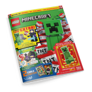 Magazincover mit dem Titel „LEGO Minecraft“ in grau-schwarzer Schrift auf grünem Hintergrund, umgeben von mehreren rot-weißen TNT-Blöcken mit schwarzer Aufschrift. Im Vordergrund eine große Minecraft-Creeper-Figur, gelb markierte Textfelder mit Aufschriften „EXTRA! TNT-Schleuder + Explosionsexperte“ und „EXKLUSIV! Limitierte Karte Nr. 11“. Unten blaues Feld mit Hinweis auf „2 coole Poster“ und Verlagslogo „Blue Ocean“.