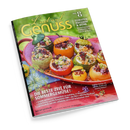 Titelbild des Magazins „Lust auf Genuss“ no. 8 mit grün-gelbem Schriftzug vor einem Hintergrund aus gefülltem Gemüse auf rosafarbenem Teller, darunter Text: „DIE BESTE ZEIT FÜR SOMMERGEMÜSE!“ sowie Hinweise zu Grill-, Schmor- und Fermentier-Rezepten, Wein-Trends und Obstideen; Themenfeld oben rechts: „Tomaten, Zucchini & mehr – köstlich-kreativ kombiniert mit Fleisch & Fisch“.