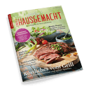 Titelbild der Zeitschrift „Landlust – Einfach Hausgemacht“, Ausgabe 3/2025, mit großem Fotomotiv von aufgeschnittenem gegrilltem Steak auf Holzbrett, daneben Salat und grüne Soße in einer Schale; Textaufschriften u. a.: „Köstliches vom Grill“, „Einfache Rührkuchen mit frischen Früchten“, „Frühkartoffeln ganz neu zu Steak, Wurst und Spargel“, „Bunte Pestos aus Möhre, Kräutern, Orange und Zitrone“, rote Textmarke „ERDBEEREN & RHABARBER in Salaten, süßen Desserts und cremiger Torte“.