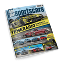 Titelbild der Zeitschrift „Auto Bild sportscars“, Ausgabe Juni 2025, mit einem gelb-schwarz getarnten Lamborghini auf der oberen Bildhälfte und der Überschrift „TEMERARIO – Erste Fahrt im Huracán-Nachfolger“, darunter mehrere Autos, u. a. ein roter Mercedes-AMG GT 63, ein Porsche 911 GT3, BMW Z4 M40i, AC Schnitzer BMW M2, dazu Textblöcke mit Themen wie „Vergleich“, „Reifentest“, „Einzeltest“, „Kaufberatung“ und „Faszination Handschalter“.