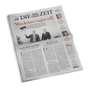 Schräg von oben fotografierte Ausgabe der Wochenzeitung „DIE ZEIT“ mit weißem Titelblatt und roter Hauptüberschrift „Was keiner sagen will“. Darunter Schwarzweißfoto einer männlichen und einer weiblichen Person, sichtbare Artikelüberschriften „Verdunkelungsgefahr“ und „Regelbruch“ sowie rechte Randspalte mit kleineren Bildern und Texten.