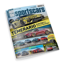 Titelblatt der Zeitschrift „Auto Bild sportscars“ mit hellblauem Hintergrund und mehreren Autos in unterschiedlichen Farben. Oben ein gelb-schwarz getarnter Lamborghini mit der Überschrift „Lamborghini Temerario – Erste Fahrt im Huracán-Nachfolger“. Darunter ein roter Mercedes-AMG GT 63 Pro 4Matic+, weitere Sportwagenbilder, Reifentest-Hinweis, Vergleichs- und Einzeltestbeiträge sowie Themenkasten zur Kaufberatung eines Mazda MX-5.