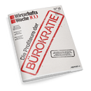 Magazintitel „WirtschaftsWoche 100“, Ausgabe Nr. 18 vom 26. April 2024, auf weißem Hintergrund mit rotem und schwarzem Aufdruck; großer roter Schriftzug „BÜROKRATIE“ diagonal über das Titelblatt, darüber der schwarze Text „Die Profiteure der“; links Themenübersicht mit Stichpunkten und kleiner schwarzer Textkasten unten rechts mit Hinweis auf den Inhalt zu Schulungen, Prüfungen und Reportings.