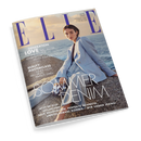 Titelblatt der Zeitschrift „ELLE“, Ausgabe Juni 2025. Eine weiblich gelesene Person mit zurückgekämmten Haaren sitzt in hellblauem Blazer und weiter Jeans auf einem Felsen am Meer, im Hintergrund Wasser und Himmel. Aufschriften: „GENERATION LOVE“, „BEAUTY MASTERCLASS“, „SOMMER DENIM“, „JETZT IM ELLE: STYLEGUIDE, NEUE SILHOUETTEN, PERFEKTE SCHNITTE, UNSCHLAGBARE KOMBIS – WIR LIEBEN JEANS!“.