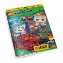 Schräg auf schwarzem Hintergrund liegendes, glänzend gedrucktes LEGO-Minecraft-Magazin mit grünem Cover. Sichtbar sind die Aufschriften „COMIC SPECIAL MIT ORIGINAL LEGO SET!“, „MINECRAFT“, „ZWEI TOLLE COMICS!“, „COOLE ACTION!“, „24 SEITEN FUN!“, „aus dem LEGO Minecraft Magazin“ und „Blue Ocean“ sowie pixelartige Minecraft-Figuren, Gebäude, Lava und Comic-Szenen in Grün, Rot, Grau und Braun.