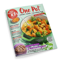 Schräg fotografiertes Zeitschriftencover „meine Familie & Ich“ mit dem Titel „One Pot – schnell • lecker • aus einem Topf“. Abgebildet sind ein grüner Topf mit Hähnchen, Süßkartoffeln und Brokkoli, ein Löffel, eine Schale mit Aufstrich sowie ein Kuchen; sichtbare Texte: „Neue Rezepte!“, „Sommerküche“, „EINMACHZEIT“, „Mais mal anders“, „Traumhafte Kuchen“, „Zwetschgen“ und „Geling-Garantie“.