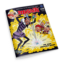 Schräg dargestelltes, farbig bedrucktes Comic-Heft mit schwarzem Rand und glänzender Papieroberfläche. Das Cover zeigt mehrere männliche Comicfiguren in mittelalterlicher Kleidung, eine gelb-weiße Explosion und die Texte „ABENTEUER IN DER GOLDENEN STADT“, „mosaik“ sowie „DIE JAGD NACH DEM GOLDE“.