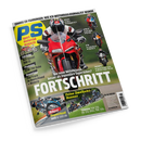 Schräg fotografiertes Cover des Magazins „PS sport motorrad magazin“ auf schwarzem Hintergrund. Zentral fährt eine bezüglich des Geschlechts nicht erkennbare Person in weiß-schwarzer Schutzkleidung und rotem Helm ein rotes Sportmotorrad; weitere Motorräder flankieren die Texte „Zonko’s Er-Fahrungen: Wie ich Motorradjournalist wurde“, „Die neue Mittelklasse – besser als legendäre Superbikes?“ und „SPORTSCHRITT“.